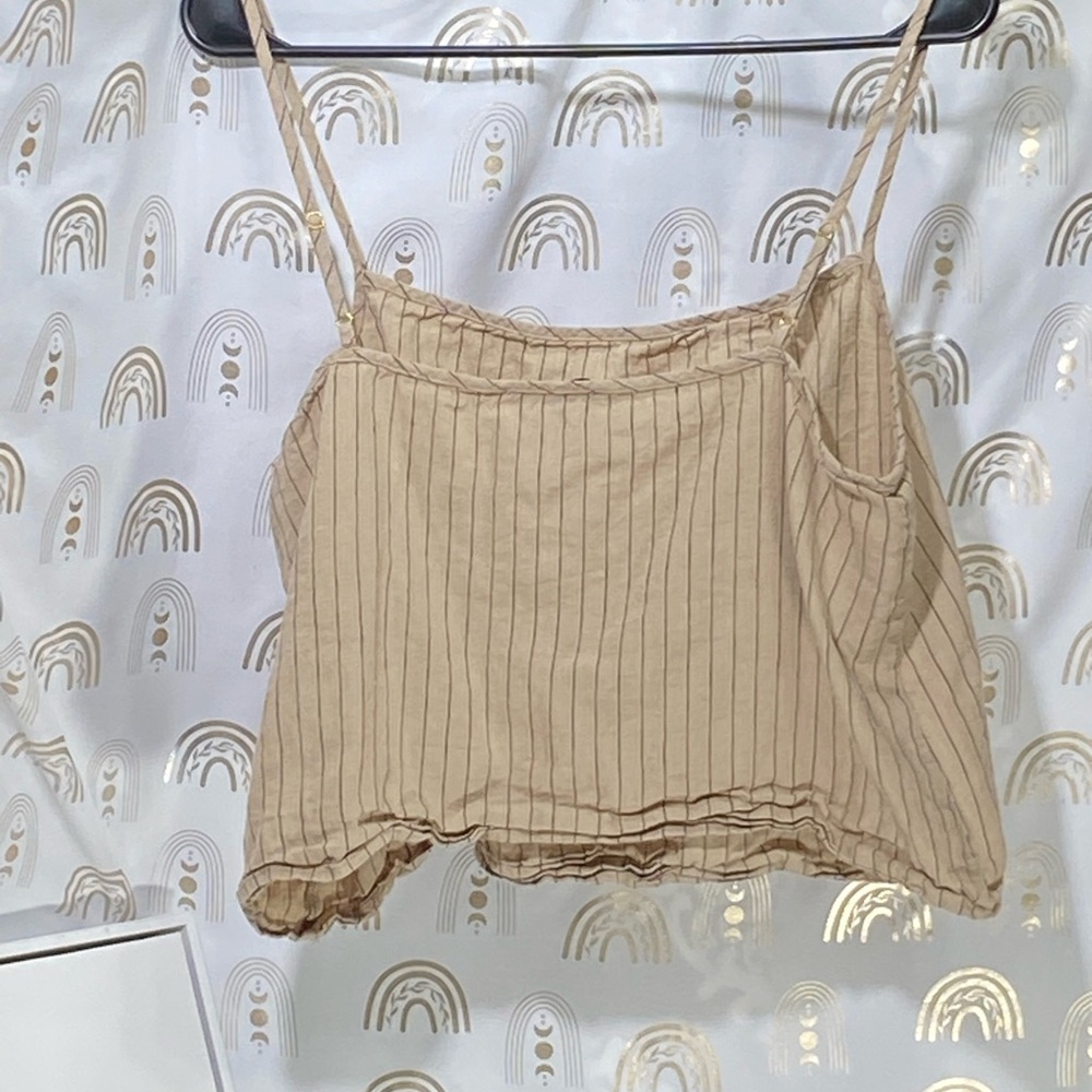 WeWoreWhat Tan Striped Crop Top